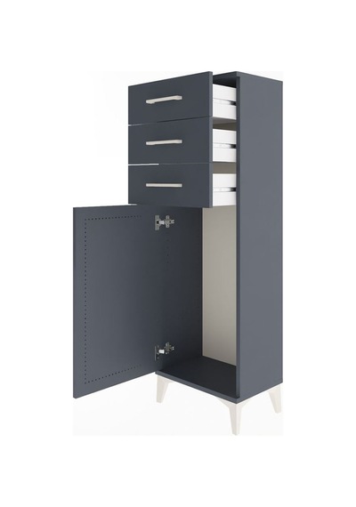Arges Dolap 3 Çekmeceli Tek Kapaklı 44x30x134 Antrasit-antrasit Antrasit