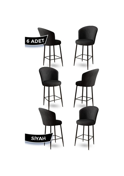 Canisa Fora Serisi 6 Adet Siyah Sandalye Siyah Ayaklı Sandalyeler Siyah Ayaklar Siyah