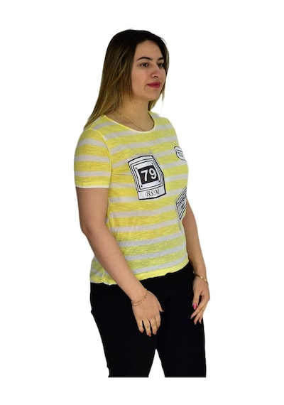 Kadın Çizğili Baskılı Tişört Bgl1497 001