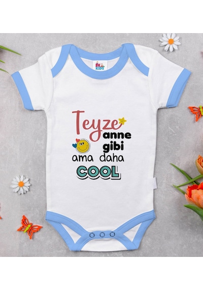 Bk Gift Bk Kids Teyze Anne Gibi Tasarımlı Mavi Bebek Body Zıbın-1 12-18 Ay