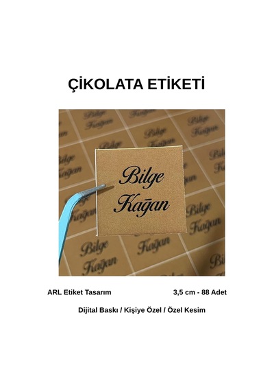 Yenidoğan Açık Kahve Renk Çikolata Etiketi 3,5x3,5 Cm 88 Adet -arl Etiket Tasarım Beyaz