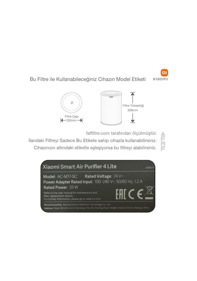 Xiaomi Mi Smart 4 Lite Air Purifier Hepa Filtre