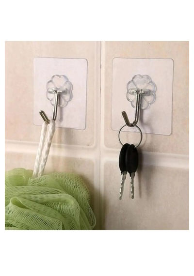 Pratik 4 Adet Güçlü Şeffaf Duvar Askısı Askılığı Yapışkan Kancalı Mutfak Banyo Askı Şeffaf