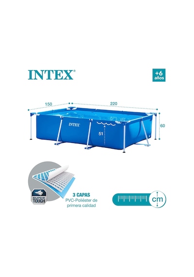 Intex Dikdörtgen Yer Üstü Havuzu 2.2m x 1.5m x 0.6 m Çok Renkli