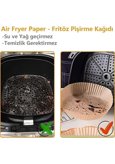 Elite House Fritöz Pişirme Kağıdı Air Fryer Liners Hava Fritözü Yağsız M