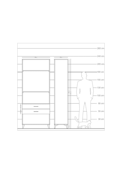 Arges Dolap 3 Raflı 2 Çekmeceli 88x30x221 Antrasit-çam Antrasit