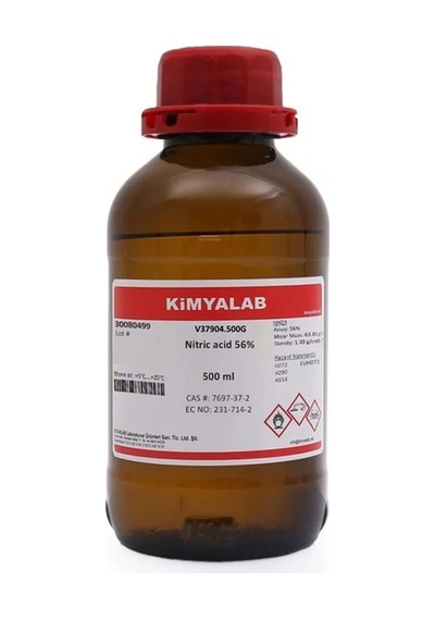 Kimyalab Nitrik Asit 56% Cam Şişe 500 ML - Nitric Acid HNO3