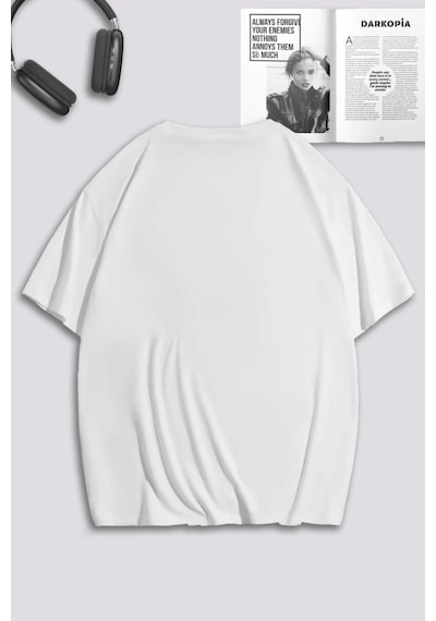 Unisex Kadın Erkek Ve Chen Baskılı Sevgili Çift Kombini Tasarım Oversize Tshirt 2'li Pembebeyaz Mck0193 Çok Renkli