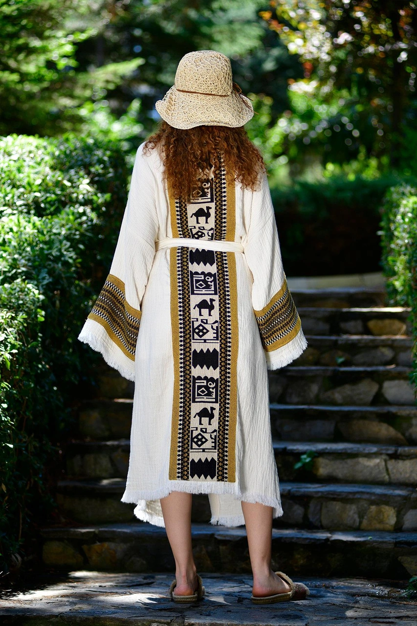 Brandsmithshop Natural Symbol Nomad Kimono- Altın Ton Çok Renkli