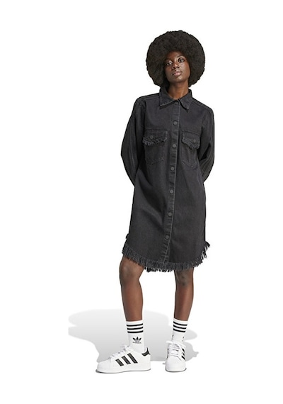 Adidas Denim Shrt Dres Kadın Günlük Gömlek Elbise Ij8342 Siyah