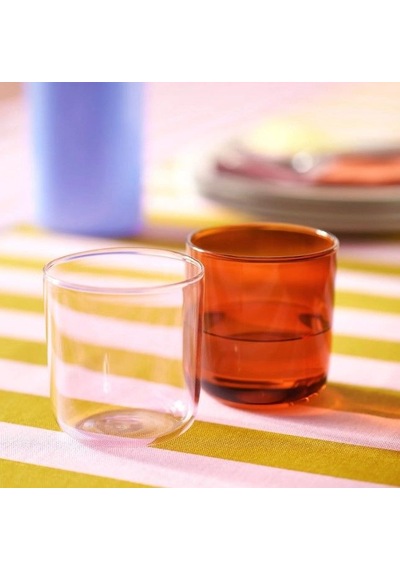 Ikea Tesammans 2'lı İçecek Seti 300 Ml Açık Pembe Kahverengi Şeffaf Çok Renkli