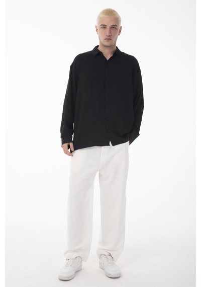 Rocqerx R-6047 Ayaklı Yaka Uzun Kol Aerobin Gömlek Siyah