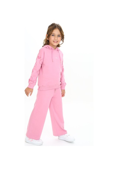 Toontoy Kids Toontoy Kız Çocuk Kapüşonlu Kol Çiçek Baskılı Eşofman Takım Gül Kurusu