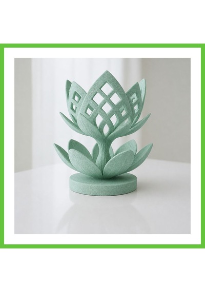 Bezos 3d Baskı Lotus Çiçeği Mumluk - Dekoratif Tealight Mumluk-mint Dmc