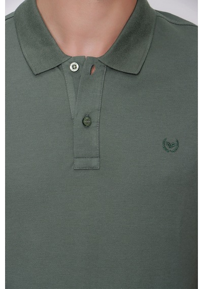 Haki Basic Düz %100 Pamuk Slim Fit Dar Kesim Kısa Kollu Polo Yaka Tişört 99yc018011710 Haki