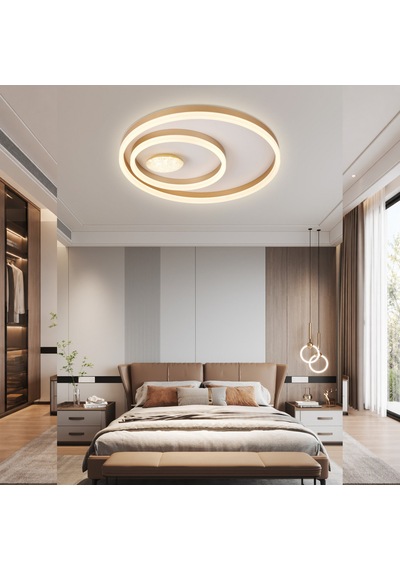 Lumix 50'lik 96 Watt Yuvarlak Gold Plafonyer Led Avize Çok Renkli