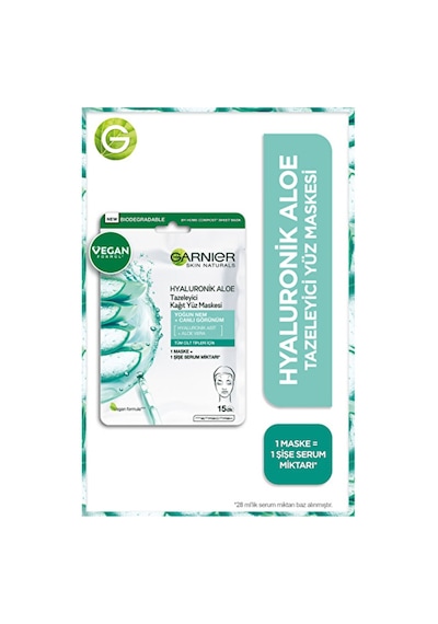 3 Adet Garnier Hyaluronik Aloe Tazeleyici Kağıt Yüz Maskesi