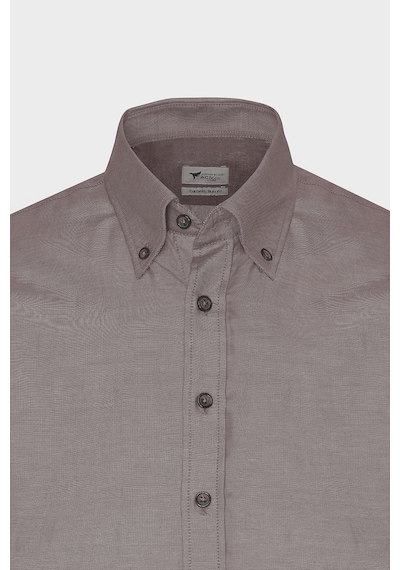 AC&Co / Altınyıldız Classics Tailored Slim Fit Dar Kesim Düğmeli Yaka Oxford Erkek Gömlek Kahverengi