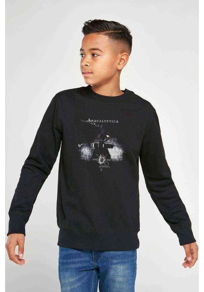 Tshirthane Apocalyptica Symphony Baskılı Unisex Çocuk Siyah Sweatshirt