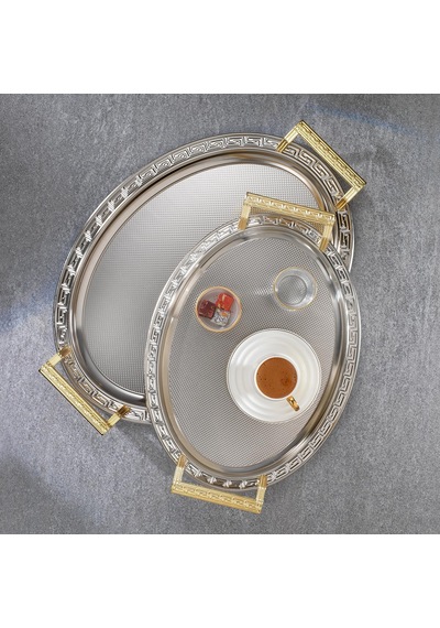 Tr Schafer Ela 2 Li Oval Çay Tepsisi-platin02 Diğer