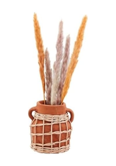 Mud Pie Küçük Terracotta Rattan Vazo 5 1/2 "x 4 3/4" Çap