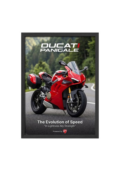 Ducati Panigale Siyah Ahşap Çerçeveli Poster, Dekoratif Motosiklet Duvar Tablosu