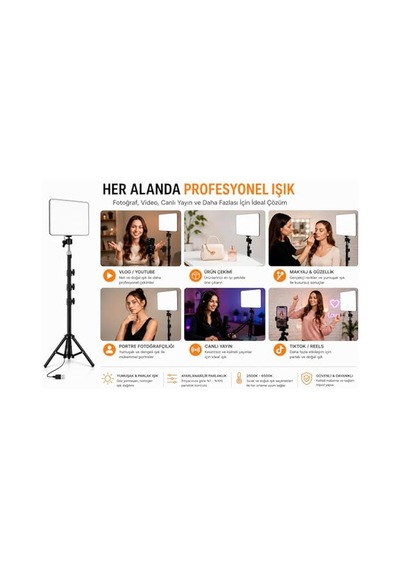 Smayling Led Video Işık Seti - Ayarlanabilir Tripod, Usb Kontrollü Sıcak/soğuk Işık, 3 Mod & 10 Parlaklık Seviy