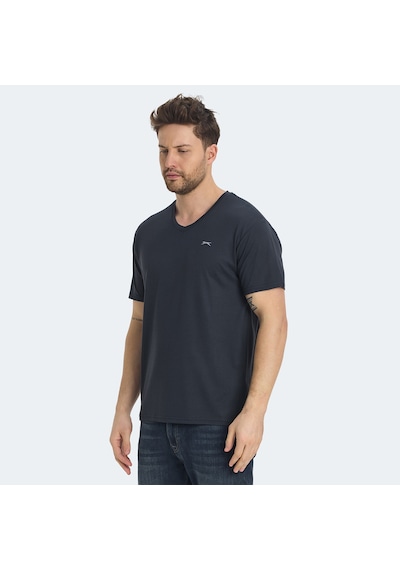 Slazenger KRAKKER Erkek V Yaka Koyu Gri Tişört