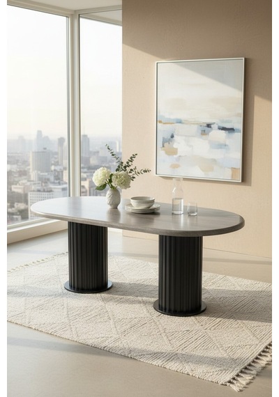 Aura Bohem 90x180 Mdf Mebran Masa Masa Fiyatıdır Gri/siyah Gri/siyah