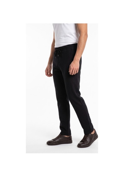 Mösyö Erkek Baggy Kalıp Müslin Kumaş Pantolon Bgl-st05592 Siyah