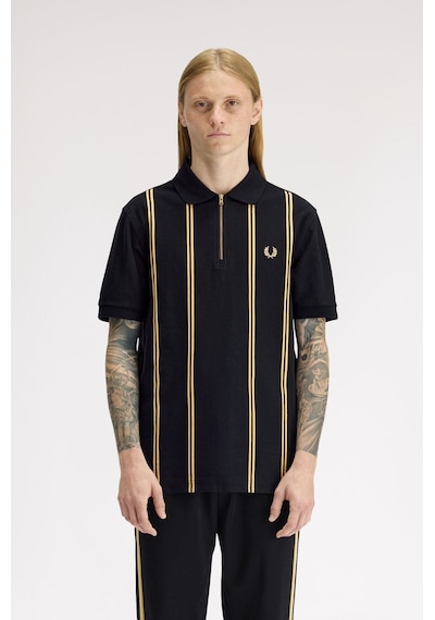 Fred Perry M2419 Vertical Stripe Erkek Polo Tişört Siyah