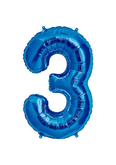 3 Rakam Mavi Folyo Balon 34 İnç 76-82 Cm