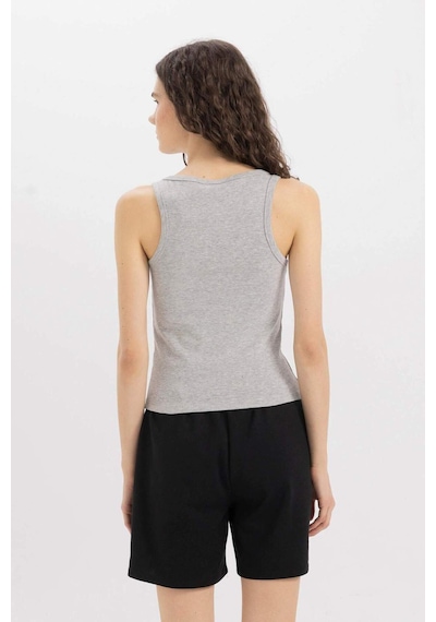 Defacto Slim Fit Dar Kesim U Yaka Basic Düz Ribana Atlet C9826axnsgr210 Gri