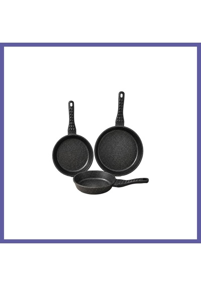 Bezos Redchef 20-24-28cm 3lu Dokum Tava Set Nıda Çok Renkli