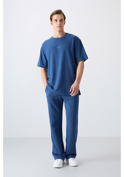 Tommy Life Parlament Pamuklu Kalın Yumuşak Dokulu Oversize Fit Baskılı Erkek T-shirt - 88330 Parlament