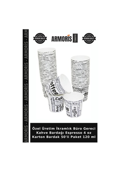 Özel Üretim İkramlık Büro Gereci Kahve Bardağı Espresso 4 Oz Karton Bardak 50'li Paket 120 Ml