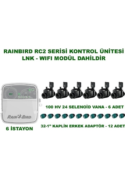 Rainbird Rc2-6 İstasyon İç Mekan Kontrol Ünitesi 100 Hv Selenoid Vanalı Set