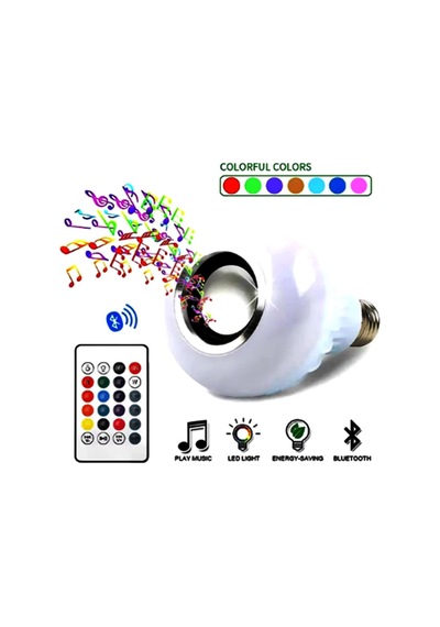 Tr Led Ampul E27 Rgb Renk Değiştiren Uzaktan Kumanda Kontrollu Bluetooth Müzik Hoparlörü Ampul Çok Renkli Genel