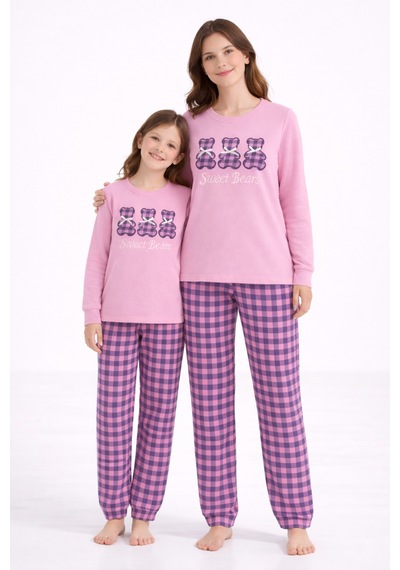 Free Beka Toz Pembe Ayıcık Nakışlı Ve Kurdele Detaylı Termal Anne-kız Pijama Takımı Kombini Free Beka Toz Pembe Ayıcık Nakışlı Ve Kurdele Detaylı Termal Anne-kız Pijama Takımı Kombini