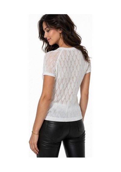 Kadın Triko Kısa Kol Bluz 12943 Bgl-st05309 Krem