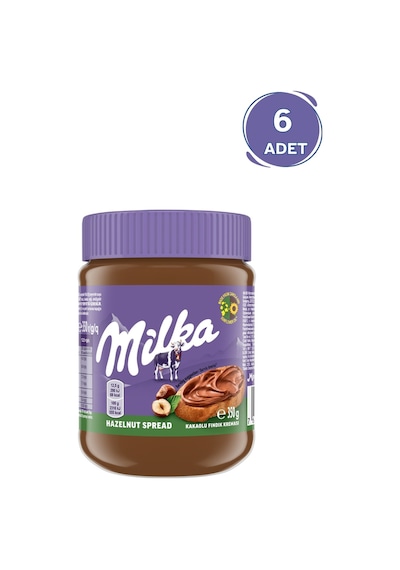 Milka Spread Hazelnut Sürülebilir Çikolata Kakaolu Fındık Ezmesi 350 Gr - 6 Adet