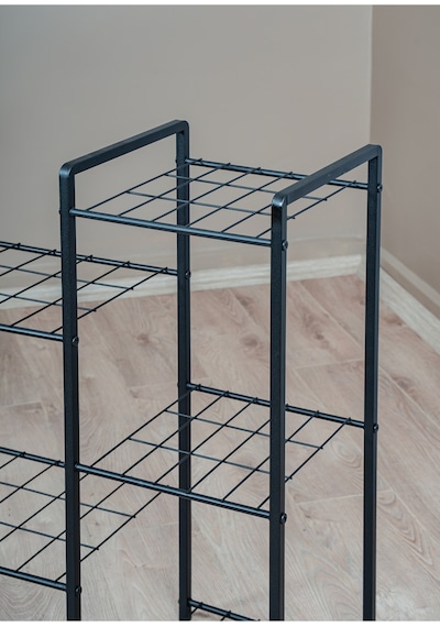 Uykula Metal Dekoratif 8 Raflı Çiçeklik Standı Saksı Standı Saksılık Siyah