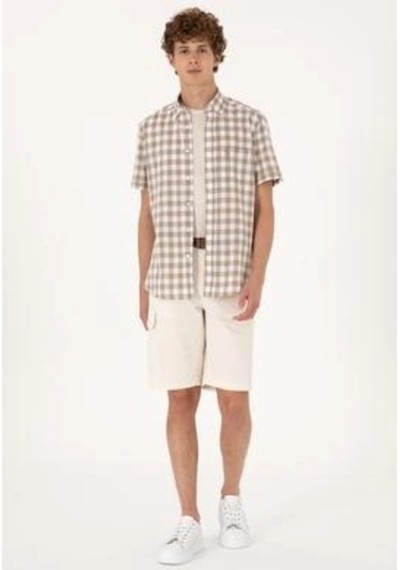 Us Polo Assn. U.s.polo Erkek Vizon Kısa Kollu Gömlek Vr052vizon
