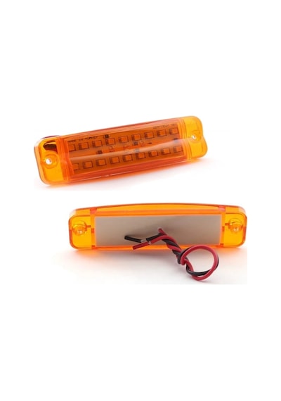 12 Adet 16 Ledli Çift Sıra Led Lamba Turuncu 12-24 Volt