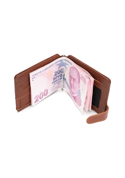 Newish Polo Erkek Hakiki Deri Maşa Kağıt Para Tutucu Kartlık Ve Cüzdan - New421 Taba