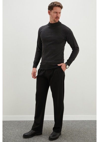 Fullamoda Basic Dik Yaka Regular Fit Triko Kazak Antrasit