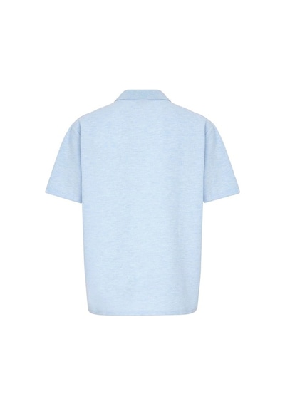 Süvari Buz Mavi Regular Düz Baskısız Waffle Düğmeli Polo Yaka Tişört Sts1014000004-m01