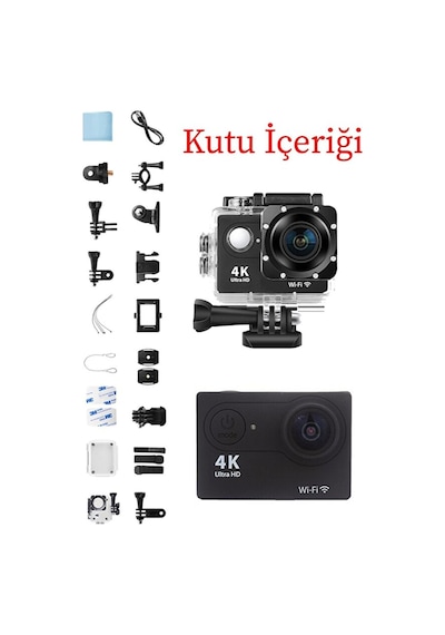 4k Wifi Aksiyon Kamerası 16 Mp 170 Geniş Açı 30m Su Geçirmez 18 Aparatlı Spor Kamera Siyah