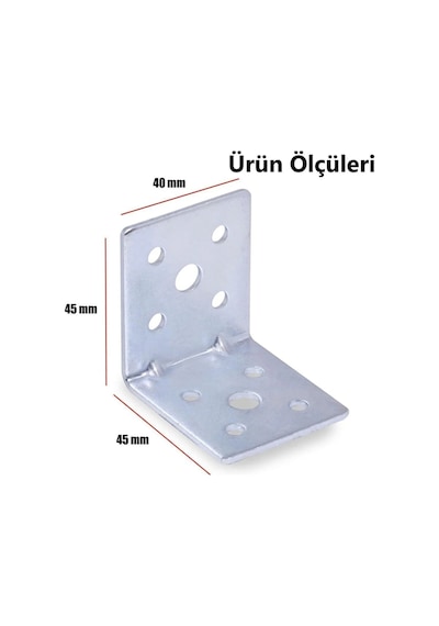 L Demir Köşebent 45x45x40 Mm 10 Adet Güçlü Mobilya Dolap Raf Köşe Bağlantı Gönye Sabitleme Vida Hediyeli Çoklu Renk