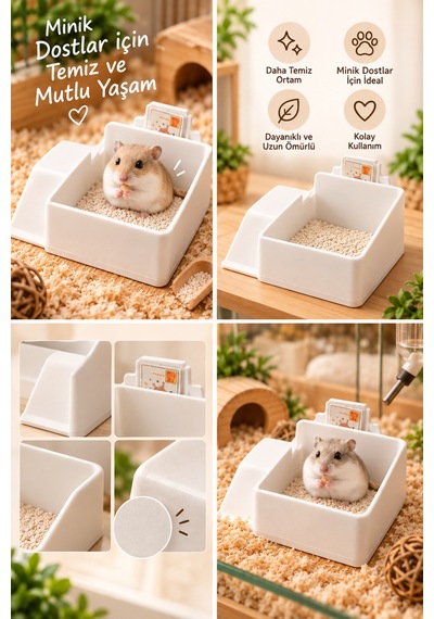 Hamster Tuvaleti Ve Kum Banyosu Kabı Küçük Kemirgenler İçin Pratik Kafes Aksesuarı